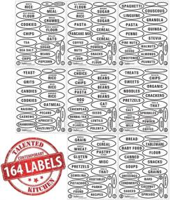 img 3 attached to 🏷️ Contemporary Preprinted Kitchen Pantry Labels - 164 Talented Label Set. Water Resistant Food Jar Stickers. Jar Decals for Efficient Pantry Organization & Storage (Set of 164 - Contemporary)