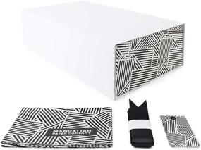 img 4 attached to Top-rated Holiday White Gift Box with Ribbon + Tissue Paper - Ideal for Gorgeous Presentations - Small Size: 12 x 7 x 4 inches (Black Graphic)