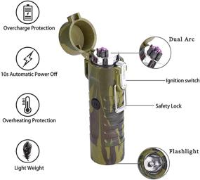 img 3 attached to 💧 Waterproof Windproof Electric Lighter with Dual Arc Plasma and Flashlight + Outdoor Adventure Gift for Men - Ideal for Camping, Hiking, and Outdoor Activities