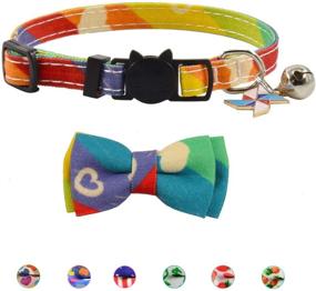 img 4 attached to 🐱 XPangle Bowtie Cat Breakaway Collar with Bell - Plaid Kitty Collars for Adjustable Kitten Safety, Buckle 7.5-11.4 inches