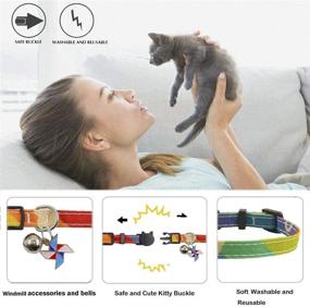 img 2 attached to 🐱 XPangle Bowtie Cat Breakaway Collar with Bell - Plaid Kitty Collars for Adjustable Kitten Safety, Buckle 7.5-11.4 inches