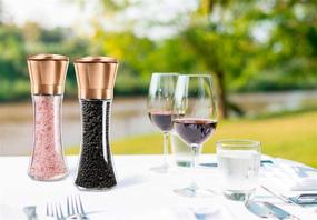 img 1 attached to 🧂 Levav Premium Copper Salt and Pepper Grinder Set - Elegant Brushed Pepper Mill and Salt Mill with Adjustable Ceramic Rotor - 6 Oz Glass Tall Body - Stylish Salt and Pepper Shakers, Set of 2