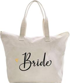 img 4 attached to 🛍️ CARAKNOTS Bridal Shower Gifts for Bride: Canvas Tote Bag with Zipper, Pocket, and Shoulder Strap – Perfect Wedding Bride Gift