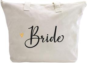img 2 attached to 🛍️ CARAKNOTS Bridal Shower Gifts for Bride: Canvas Tote Bag with Zipper, Pocket, and Shoulder Strap – Perfect Wedding Bride Gift