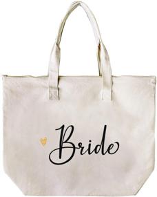 img 3 attached to 🛍️ CARAKNOTS Bridal Shower Gifts for Bride: Canvas Tote Bag with Zipper, Pocket, and Shoulder Strap – Perfect Wedding Bride Gift
