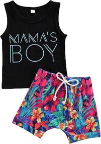 img 4 attached to Summer Clothes Sleeveless Coconut Dinosaur Boys' Clothing via Clothing Sets