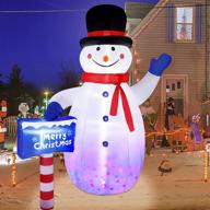 🎅 8ft christmas inflatables blow up yard decorations - snowman christmas outdoor decoration with north pole sign | indoor outdoor yard decorations for christmas логотип