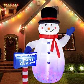 img 1 attached to 🎅 8ft Christmas Inflatables Blow Up Yard Decorations - Snowman Christmas Outdoor Decoration with North Pole Sign | Indoor Outdoor Yard Decorations for Christmas