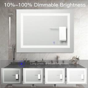 img 1 attached to Enhance Your Bathroom with the TATU LED Mirror: Adjustable 🪞 Light, Anti-Fog, Smart Touch, Dimmable, Wall Mounted Vanity Mirror, 32x24 Inch