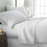 🛏️ high-quality egyptian cotton queen size bed sheets set (600 thread count) - white bedding and pillow cases (4 pc) - queen size egyptian cotton sheets - sateen sheets with 18” deep pocket logo