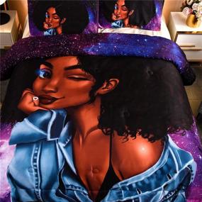 img 2 attached to African American Cool Girl Comforter Sets Queen Purple, Black Woman Microfiber Galaxy Bedding Quilt Sets for Ladies Girls - Purple Queen