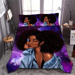 img 4 attached to African American Cool Girl Comforter Sets Queen Purple, Black Woman Microfiber Galaxy Bedding Quilt Sets for Ladies Girls - Purple Queen