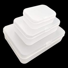 img 3 attached to LJY 28pc Assorted Rectangular Mini Plastic Storage Containers with Lids for Small Items, Crafts, and Other Projects (Frosted)