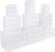 ljy 28pc assorted rectangular mini plastic storage containers with lids for small items, crafts, and other projects (frosted) logo