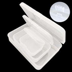 img 1 attached to LJY 28pc Assorted Rectangular Mini Plastic Storage Containers with Lids for Small Items, Crafts, and Other Projects (Frosted)