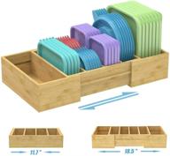 🗄️ bamboo lid organizer for cabinets - expandable lid storage container for plastic lids and covers, adjustable dividers lid organizer rack логотип