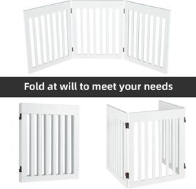 img 1 attached to 🐾 YOLENY Wooden Lightweight & Foldable Dogs Gate: Ultimate Freestanding Barrier for Puppies, Pets and Puppy Safety Fence with Foot Supporters - Perfect for House, Doorway and Stairs