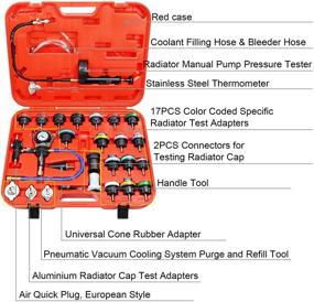 img 3 attached to 🚗 28-частный набор для проверки утечки системы охлаждения автомобиля с тестером давления в радиаторе и вакуумным инструментом для наполнения воздухом - YSTOOL набор для наполнения цистерны охлаждающей жидкостью с универсальным адаптером для датчика.