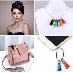 img 1 attached to 🔑 Colorful Leather Tassel Keychain Charms: 120PCS/30 Colors DIY Tassels for Jewelry Making and Crafts (1.6 Inches)