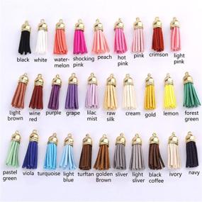 img 3 attached to 🔑 Colorful Leather Tassel Keychain Charms: 120PCS/30 Colors DIY Tassels for Jewelry Making and Crafts (1.6 Inches)