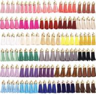 🔑 colorful leather tassel keychain charms: 120pcs/30 colors diy tassels for jewelry making and crafts (1.6 inches) logo