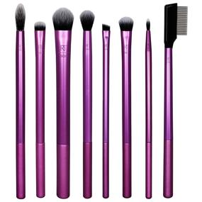 img 2 attached to 💜 Real Techniques Purple Eyeshadow Brush Set with Gel Eyeliner, Flat Eye, and Eyelash Brushes - 8 Piece Makeup Toolkit