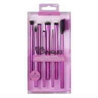 💜 real techniques purple eyeshadow brush set with gel eyeliner, flat eye, and eyelash brushes - 8 piece makeup toolkit logo