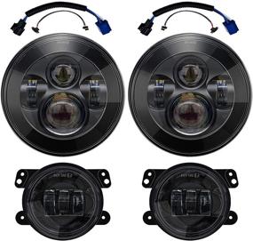 img 4 attached to DOT Approved 7 Inch LED Headlights with 4 Inch LED Fog Lights Kit for Jeep Wrangler 97-2017 JK JKU TJ LJ - Galvor | Cree Chip, Round Black