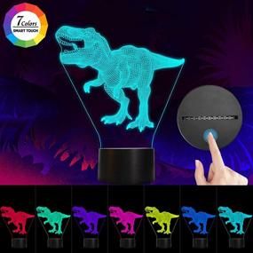 img 2 attached to 🦖 Dinosaur Toys LED Night Light T Rex 3D Lamp | 7 Colors Changing, Smart Touch & USB Cable Included | Dinosaur Room Decor for Boys | Christmas Birthday Gift for 5+ Year Old Boys