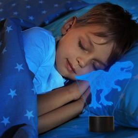 img 1 attached to 🦖 Dinosaur Toys LED Night Light T Rex 3D Lamp | 7 Colors Changing, Smart Touch & USB Cable Included | Dinosaur Room Decor for Boys | Christmas Birthday Gift for 5+ Year Old Boys