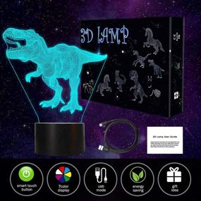 img 3 attached to 🦖 Dinosaur Toys LED Night Light T Rex 3D Lamp | 7 Colors Changing, Smart Touch & USB Cable Included | Dinosaur Room Decor for Boys | Christmas Birthday Gift for 5+ Year Old Boys