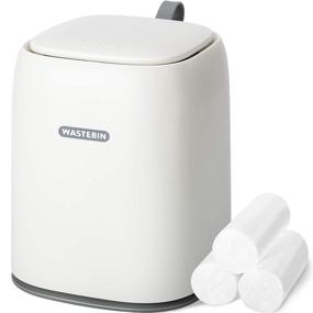 img 4 attached to 🗑️ XCX Mini Countertop Trash Can: 3 Rolls of Trash Bags, Press Type Lid, White 1.5L Wastebasket Dispenser for Coffee Table & Bathroom Vanity