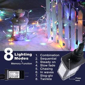 img 1 attached to 🎄 Colorful Christmas String Lights - 120 LEDs 49ft/15m End-to-End 8 Modes Plug in - Indoor/Outdoor Waterproof Decorative Fairy Twinkle Lights for New Year, Tree, Thanksgiving Day, Wedding, Patio - Suitable for Halloween Celebrations