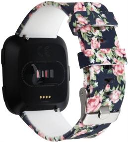 img 1 attached to 🌸 Floral Printed Bands Compatible with FitTurn Band for Fitbit Versa & Versa Lite - Soft Silicone Sport Replacement Bracelet Wrist Strap Band for 2019 New Versa & Versa Lite SmartWatch