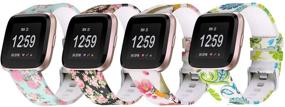 img 4 attached to 🌸 Floral Printed Bands Compatible with FitTurn Band for Fitbit Versa & Versa Lite - Soft Silicone Sport Replacement Bracelet Wrist Strap Band for 2019 New Versa & Versa Lite SmartWatch