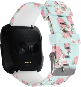 img 3 attached to 🌸 Floral Printed Bands Compatible with FitTurn Band for Fitbit Versa & Versa Lite - Soft Silicone Sport Replacement Bracelet Wrist Strap Band for 2019 New Versa & Versa Lite SmartWatch