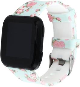 img 2 attached to 🌸 Floral Printed Bands Compatible with FitTurn Band for Fitbit Versa & Versa Lite - Soft Silicone Sport Replacement Bracelet Wrist Strap Band for 2019 New Versa & Versa Lite SmartWatch