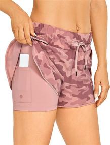 img 4 attached to 🏃 CRZ YOGA Women's Mid-Rise Workout Running Shorts - 2 in 1 Athletic Sports Shorts with Liner and Zip Pocket (3 inches)