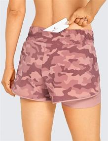 img 2 attached to 🏃 CRZ YOGA Women's Mid-Rise Workout Running Shorts - 2 in 1 Athletic Sports Shorts with Liner and Zip Pocket (3 inches)