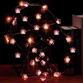 img 2 attached to 🌸 Pink Cherry Blossom String Lights: 10ft 30 LEDs 3D Flower Battery Powered, 8 Modes & Remote Control - Waterproof Decor for Valentine's Day, Spring Wedding, Birthday Parties