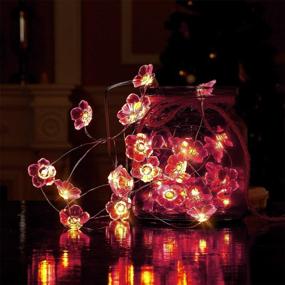 img 3 attached to 🌸 Pink Cherry Blossom String Lights: 10ft 30 LEDs 3D Flower Battery Powered, 8 Modes & Remote Control - Waterproof Decor for Valentine's Day, Spring Wedding, Birthday Parties