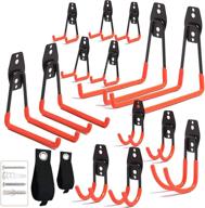 16pcs heavy duty garage hooks - steel storage utility hook for organizing power or garden tools, bikes, cables, and more - anti-slip coating - efficient garage organization tool shelf for equipment logo