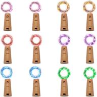 🍷 12 pack 20 led wine bottle cork lights - battery operated fairy mini string lights for diy, christmas, halloween, wedding, party - indoor & outdoor (multi color) логотип