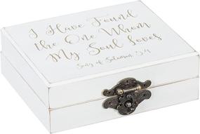 img 4 attached to Cypress Home Wooden Ring Holder Decorative Box - Song of Solomon 3:4 - Mr. and Mrs. Collection - 5”W x 6”D x 2”H