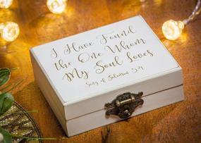 img 1 attached to Cypress Home Wooden Ring Holder Decorative Box - Song of Solomon 3:4 - Mr. and Mrs. Collection - 5”W x 6”D x 2”H