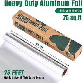 img 3 attached to 🍽️ Food Grade Aluminum Foil Roll - 75ft x 12in - Nonstick, Heavy Duty Foil for Cooking, Grilling, Freezing, Wrapping, and Storing - Ideal for Home Baking - 75 Square Feet - 0.15mil Thickness