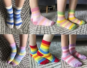 img 2 attached to 🧦 Fashionable and Fun: Hzcojulo Kids Toddler Big Little Girls Cotton Crew Socks - 6 Pairs