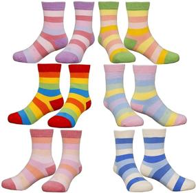 img 1 attached to 🧦 Fashionable and Fun: Hzcojulo Kids Toddler Big Little Girls Cotton Crew Socks - 6 Pairs