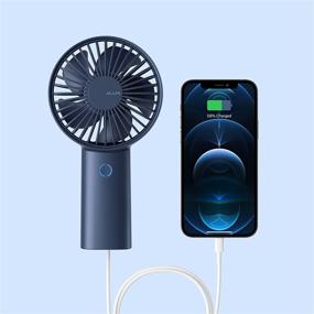 img 4 attached to 🔋 Portable Handheld Fan with 5000mAh Battery, Power Bank Function, USB Rechargeable – Ideal for Office, Travel, Camping, Eyelash, Makeup, Outdoor Activities (Blue)