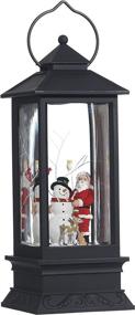 img 4 attached to 🎅 11 Inch Black Lighted Snow Globe Lantern: RAZ Imports Holiday Water Lantern with Santa and Snowman